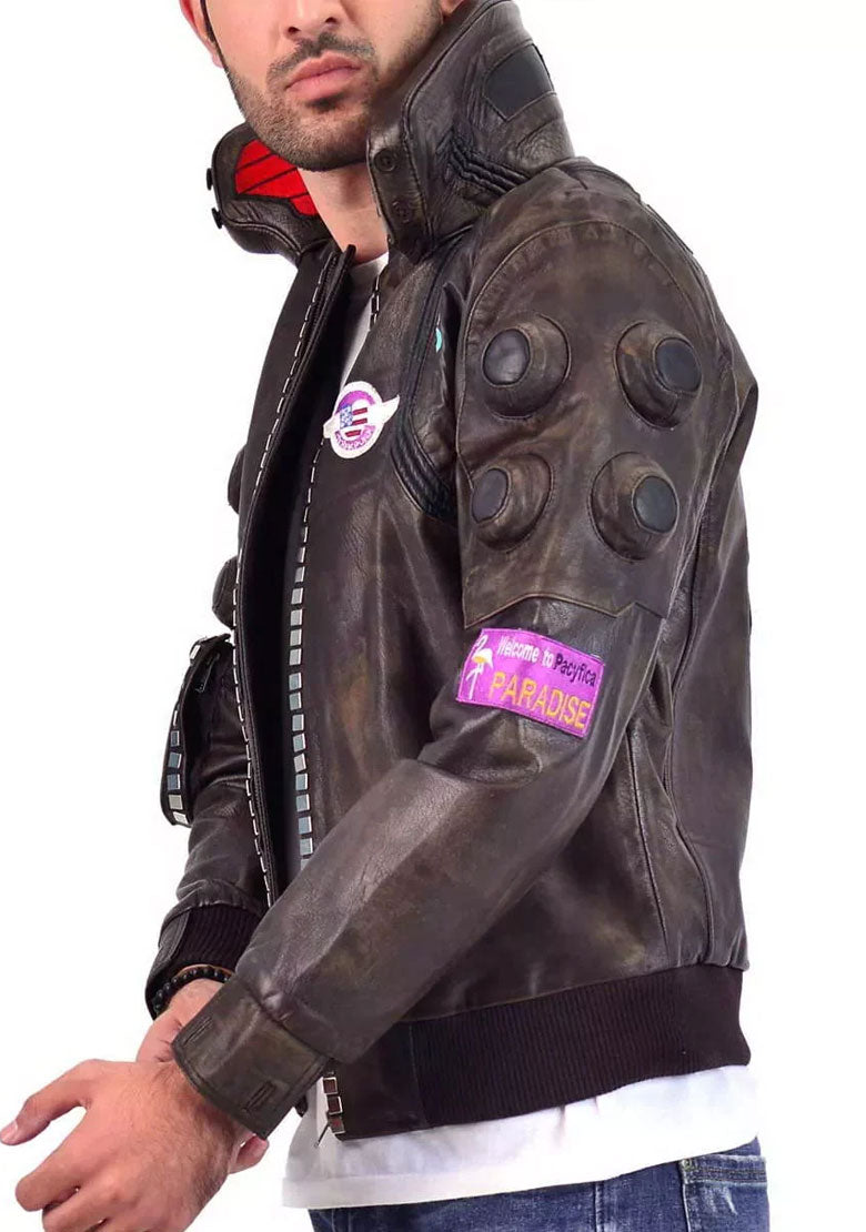 Men's Cyberpunk 2077 Samurai Character inspired Leather Jacket
