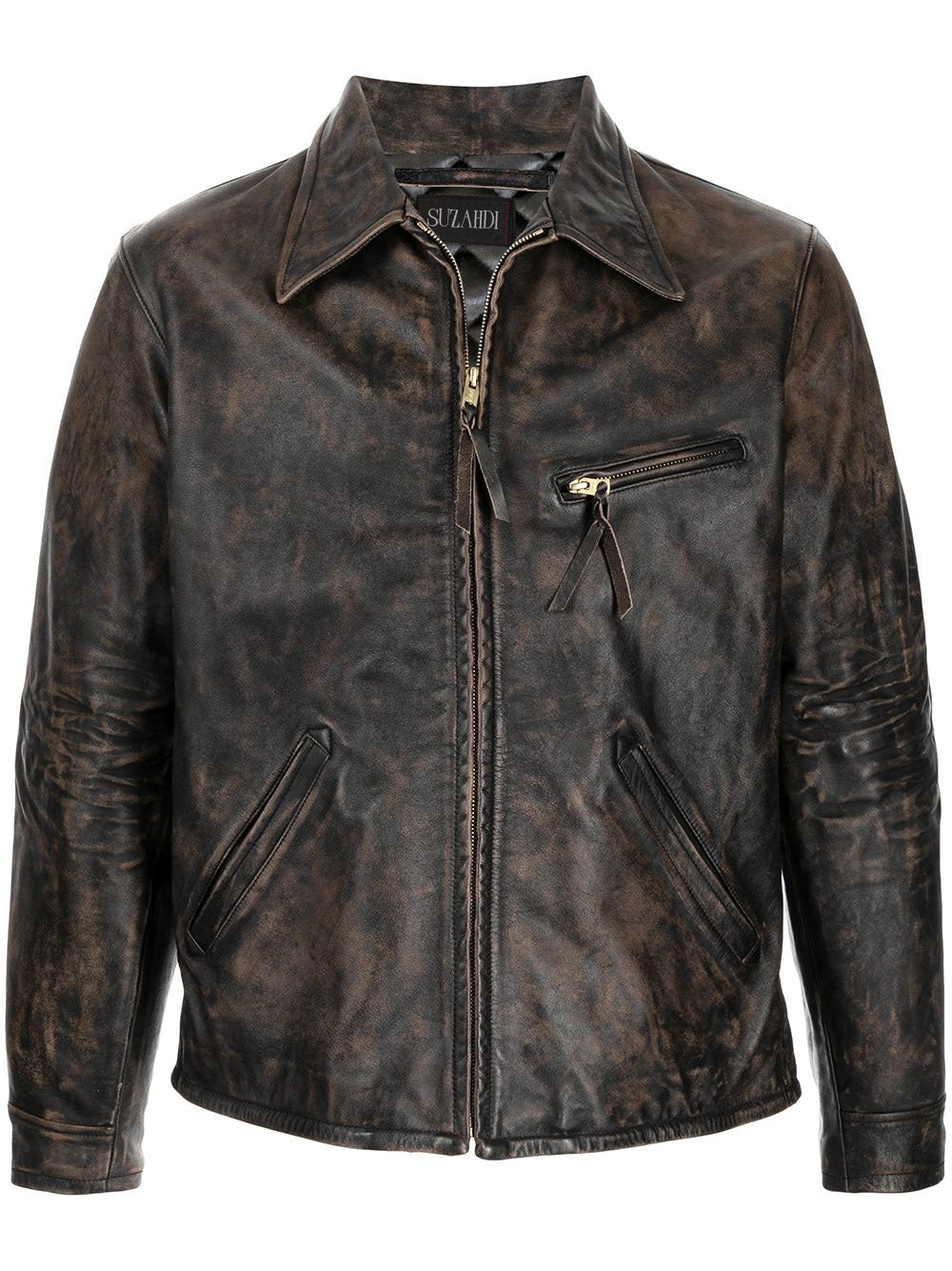 Men's Distressed Brown Premium Leather Jacket – SUZAHDI